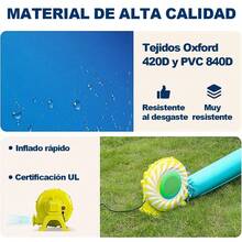 Castillo hinchable grande, equipamiento para parques infantiles aéreos, piscina grande, equipamiento para parques infantiles grandes, toboganes, toboganes acuáticos, piscina de bolas, estructura para saltar, equipamiento para parques infantiles aéreos grandes, color rosa, toboganes, soplador. - Rosa Pálido - Ver 7