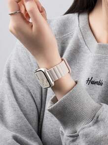 1 件男女时尚休闲磁性硅胶表带可调节防水腕带，适用于 表带 38/40/41/42/44/45/46/49 毫米，适用于 Series Ultra/SE/11/10/9/8/7/6/5/4/3/2/1，智能手表配件