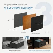 Dresser For Bedroom With 8 Drawers Tall Dresser & Chest Of Drawers Fabric Dresser With Wood Top And Sturdy Steel Frame - 灰色 - 查看 3