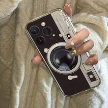 Funda de teléfono de cobertura completa con diseño de cámara vintage compatible con Apple 16, 16 Pro, 15, 14, 13, 12, 11, X, XS, XR, XS Max y Series S21/S22/S23/S24/S25/A71/A51/A55 - Diseño de borde completo, elegante, con recortes precisos