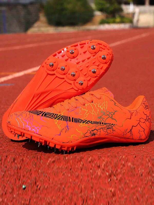 Zapatillas profesionales de atletismo para hombres, ligeras, coloridas, con agarre superior, esenciales para competencias y entrenamiento, ideales para la escuela secundaria y la pista y campo universitarios, ligeras, transpirables, excelente absorción de impactos, impulso de velocidad, ideal para deportes de pista y campo, competencias, entrenamiento diario, actividades deportivas en el campus, múltiples escenarios para hombres