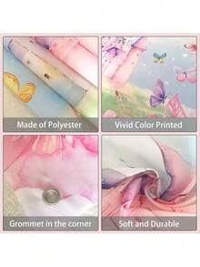 Princess Castle Theme Birthday Party Backdrop Decoration; Butterfly Princess Castle Backdrop, Birthday Party, Theme Party, Photo Studio Photo Background Decoration