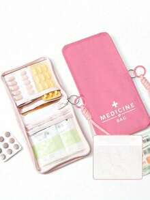 Tragbare Pillen Tasche mit Pillen Muster, kompakte Pillen Box und Erste-Hilfe-Set, praktisch für Reisen, geeignet für tägliche/Outdoor/Reise Medikamente, essentielles medizinisches Zubehör für gesundheitsbewusste und häufig reisende Personen, multifunktionale Stoff Pillen Tasche, tragbares medizinisches Erste-Hilfe-Set, Outdoor Reise Pillen Tasche, Wohnheim Erste-Hilfe Medizin Aufbewahrungstasche (mehrere Farben erhältlich) - Verschiedenfarbig - Übersicht 6