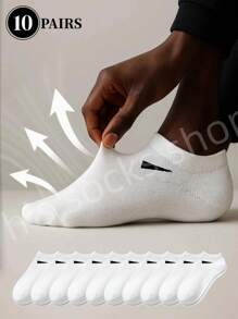 1/10/15 Pairs Unisex Plus Size Black/White/Grey Breathable Ankle Socks, Sports Socks, Fashion Socks, Solid Color Simple Style, Suitable For Daily Wear