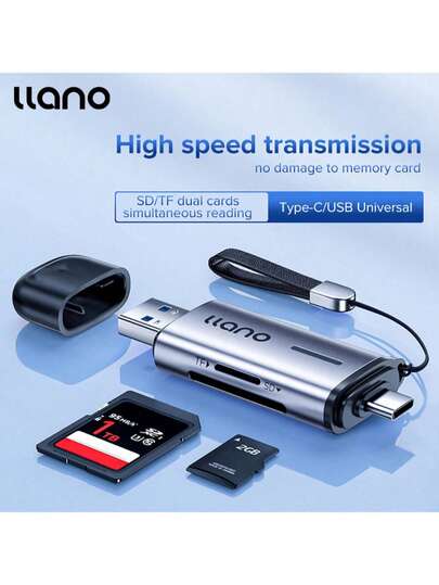 Llano 2-In-1 USB Card Reader OTG Type-C TF/SD 2T Card Reader