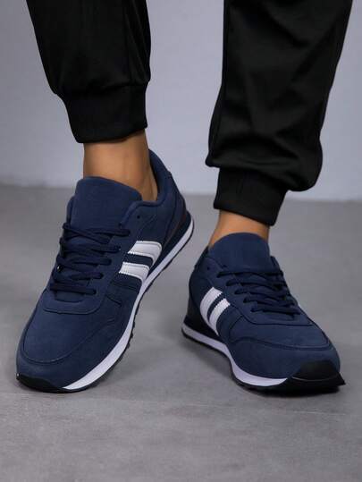 New Solid Color Casual Lace-Up Sports Shoes For Men, Versatile Outdoor Running Shoes, Travel Shoes, Training Shoes