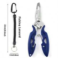 1 pieza Alicates de pesca multifuncionales, mango antideslizante, sacador de anzuelos de acero inoxidable, tijeras para trenzar accesorios de pesca, con herramienta de pesca con moscas, extracción rápida de anzuelos - Equipo de pesca duradero azul/negro, adecuado para pescadores