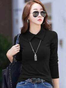 Chemise de corps noire élégante et affinante à col roulé, polyvalente et mettant la silhouette en valeur, nouveau design automne/hiver pour femmes