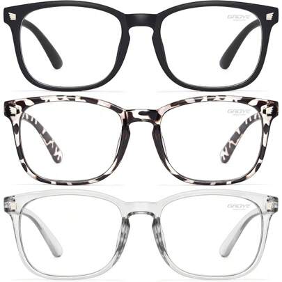 Gaoye Stylish Blue Light Glasses For Woman - Computer Glasses Up To 99% Blue Light Blocking - Lightweight Frames - 3 Pack