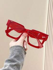 1pc Plastic Frame Big Square Transparent Fashion Clear Lens Glasses, Classic Design, Suitable For Both Men And Women, Modern Minimalist Style For Daily Life, Office, Reading, TV, And Mobile Phone - 黑色 - 查看 3