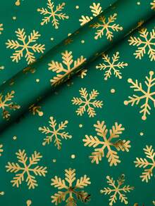 1 Roll 19.69 In X 196.85 In - Christmas Foil Metallic Wrapping Paper - Gold And Dark Green Reindeer, Christmas Tree, Snowflake Pattern, Party Decor, Perfect For Holiday Gifts, Christmas Presents And Wrapping
