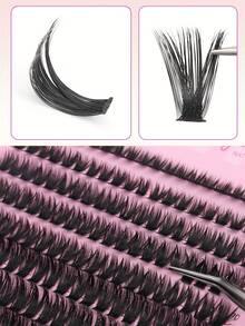 Wimpernverlängerungs-Set, 280 Stücke, 8-16mm gemischte Länge, künstliche Nerz-Wimpern D-Curl natürliche Dicke, russisches atemberaubendes Augen-Make-up, natürliche Wimpernverlängerung 3D Russischer Curl Make-up-Tool für Augen-Make-up, Wimpernbüschel, Einzelwimpern, Wimpern, Falsche Wimpern