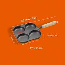 Non Stick Frying Pan, 4-Hole Medium-Sized Frying Pan, Induction Cooker, Healthy Cooking Pan With Wooden Handle, Frying Pan, Egg Frying Pan, 4-Cup Pancake Pan, Suitable For Breakfast, Suitable For Gas Stoves And Induction Cookers, Easy To Clean Non Stick Pan, Family Dinner Supplies, Party Supplies - Black - View 12