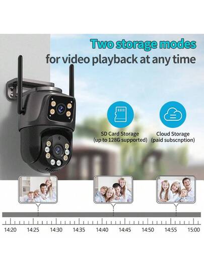 8MP Dual Lens Ultra HD PTZ Camera, 360° Rotation, AI Human Detection, Full Night Vision, Siren Alarm, Two Way Audio, WiFi/Mobile Remote, IP66 Waterproof, Outdoor, Home Business view 7