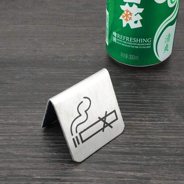 1PC Stainless Steel No Smoking Hotel Restaurant Club Offices Hospitals Table Tent Signs For Non-Smoking Stand