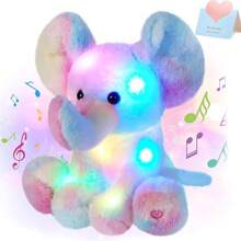 Glow Guards 12'' Musical Light Up Rainbow Elephant Stuffed Animal,LED Singing Soft Wildlife Animal Plush Toy With Night Lights&Lullaby,Birthday Children's Day Hoilday Gift For Toddler Kids - White - View 1