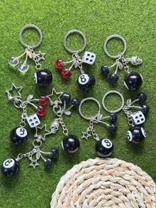 8号球钥匙扣，樱桃钥匙扣，带星星的8号球钥匙扣，台球钥匙扣，创意钥匙扣，汽车饰品，可爱哥特风，Y2K风格，万圣节饰品，教师节，圣诞节礼物，包包挂饰，汽车饰品，送给朋友或姐妹 - 多色 - 查看 8