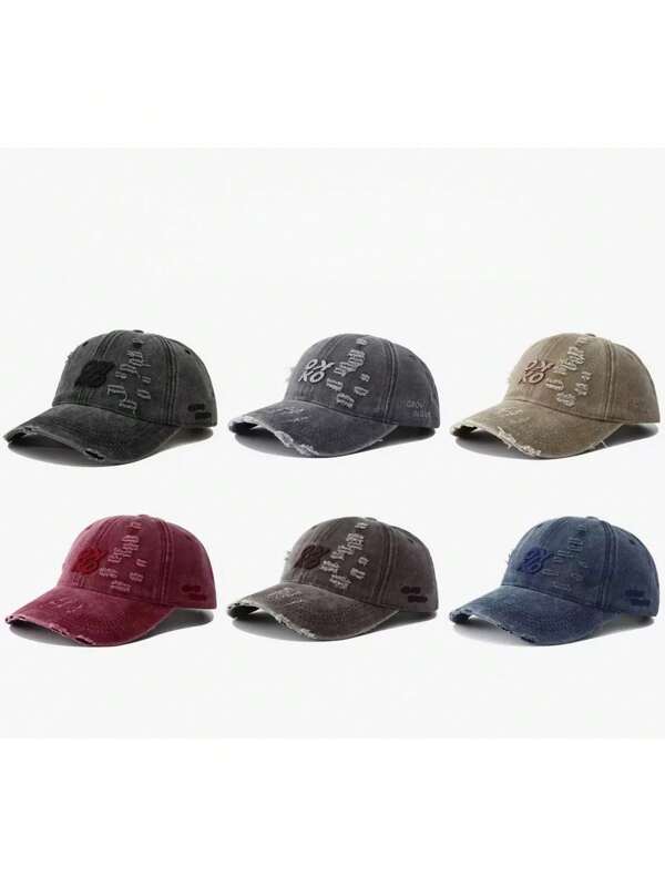 1 pièce Casquette de baseball style américain rétro pour femmes, printemps/été, version coréenne brodée, polyvalente, bord large, tour de tête large
