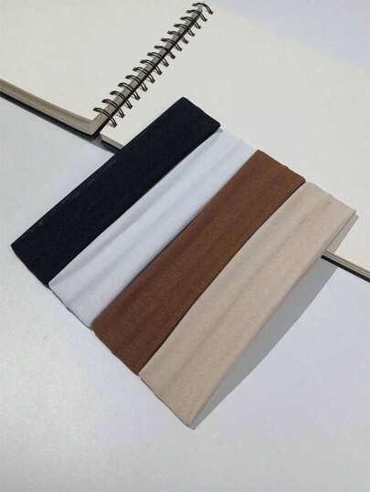 4pcs Solid Color Headbands Suitable For Daily Exercise Casual Hair Band Turban Headband Sweatband, School Stuff, College