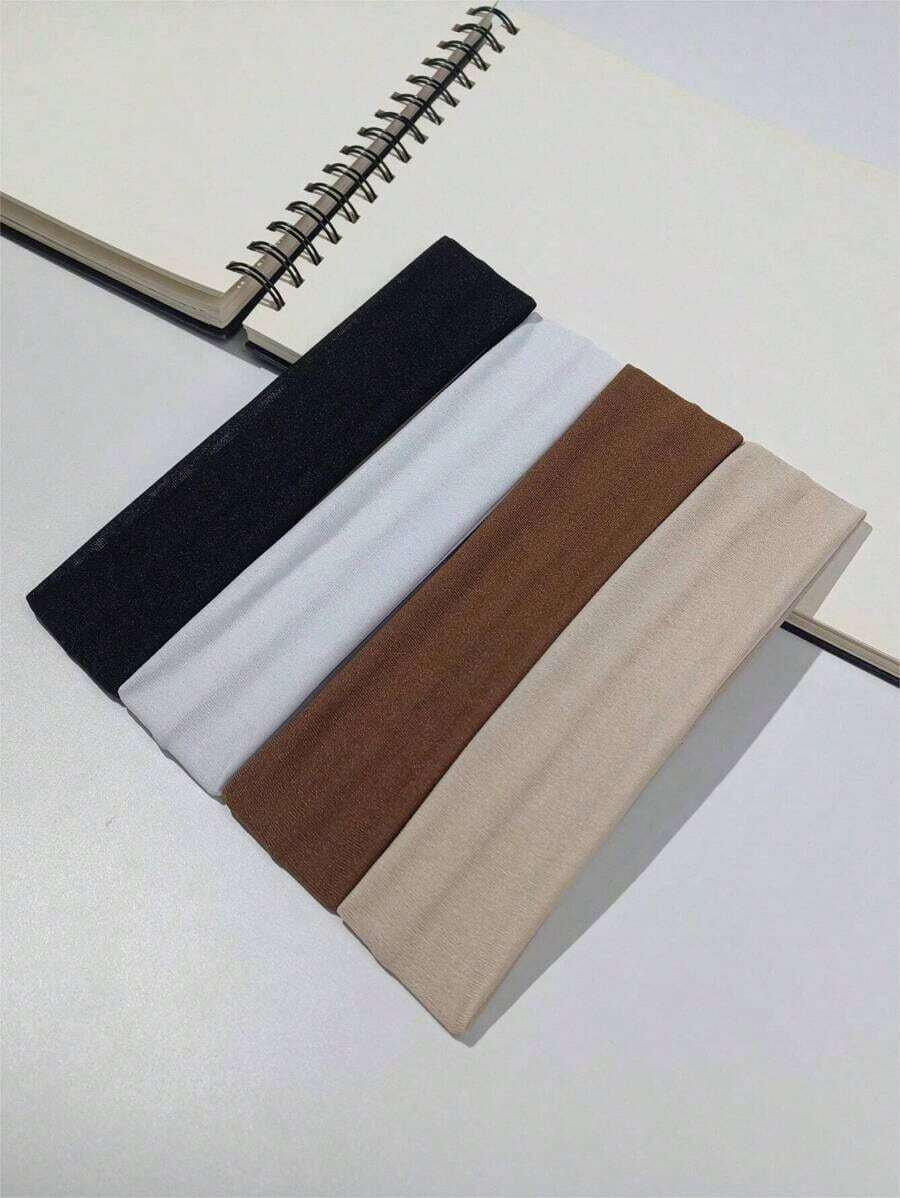 4pcs Solid Color Headbands Suitable For Daily Exercise Casual Hair Band Turban Headband Sweatband, School Stuff, College