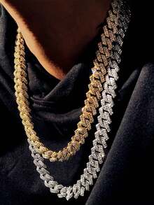 14mm Crampon Cuban Chain Necklace Bracelet Anklet For Men And Women, High Quality Rhinestones, Chunky Cuban Chain, Punk Jewelry, Direct Selling