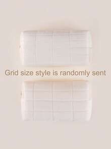 1/2/5pcs Creative Plaid Zipper Pencil Case Stationery Storage Bag, Solid Color Fluffy Pencil Bag Large Capacity Student Pencil Box,Back To School,School Supplies,Pencil Pouch,School Bag - White - View 8