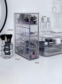 1 pieza Organizador de escritorio de acrílico con 4 compartimentos, organizador vertical para maquillaje, cuidado de la piel, gafas de sol y almacenamiento de artículos de papelería