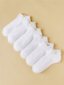 6 Đôi Tất Nữ Màu Kẹo Miệng Động Vật Hoạt Hình Nhãn Tất Thời Trang Đơn Giản Để Mặc Thường Ngày - Nhiều màu - Xem 8