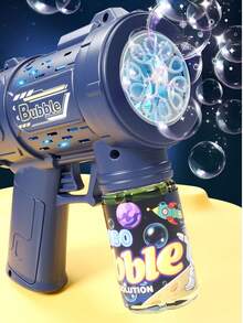 10 Hole Electric Bubble Machine Gun Kids Toys, Bubble Gun With Bubble Liquid, Colorful Lights And Thousands Of Bubbles, Summer Outdoor Beach Toys, Boys And Girls Birthday Gifts, Holiday Gifts - 藍色 - 查看 2