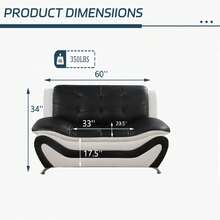 Leather Living Room Furniture Sets, Sectional Sofa Sets Modern Faux Leather Couch For Living Room Furniture Living Room Living Room Set Sectional Couch,Black & White-1pc Loveseat - Đen & Trắng - 1 chiếc ghế dài - Xem 4