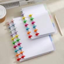 80 Sheets/160 Pages Thicker PP Cover Mushroom Button Loose Leaf Notebook, 5 Color Divider Pages, 100g Thick Paper, Suitable For Note Taking, Diary, Recording, Textbooks,School Supplies,Back To School - Multicolor - View 11