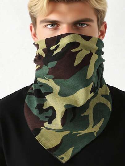 1 件迷彩头巾，多功能户外徒步骑行露营头饰，透气面罩，男女通用围巾，服装装饰