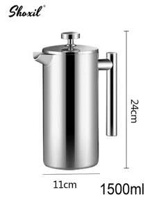 shoxil 1 件 304 不锈钢法压壶，双层手冲咖啡壶，泡茶壶，法压咖啡机，家庭和户外咖啡工具，适用于家庭、办公室、露营、旅行、下午茶 - 銀色 - 查看 11