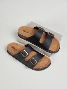 DISARCON Men's Summer New Sandals, Outdoor Street, Matching, Fashion, Casual, Beach, Flat/Mid-Heel/Arch Support/Comfortable Flat Couples Shoes, Breathable High-End/High-Quality/Outdoor Women's Sandals, Adjustable Upper In White/Black/Double Buckle/Metal Buckle/Retro/Classic Indoor Slippers