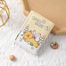 Cartoon Bear Design Women's Trifold Wallet, Multifunctional Purse, Portable Plaid Card Holder, Driver's License Pouch - Multicolor - View 7