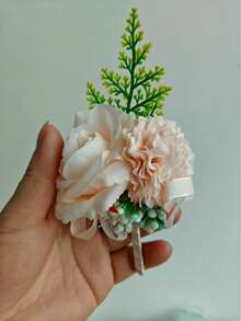 1 chiếc hoa cài áo hình hoa hồng bằng vải nỉ trông như thật, phù hợp cho chú rể và phù rể, thuộc dòng sản phẩm Forest Series, thích hợp cho đám cưới, lễ khiêu vũ, kỷ niệm và trang trí ngày Valentine. - Nhiều màu - Xem 7