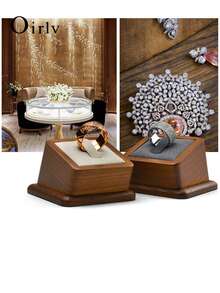 Oirlv 木质戒指架方形绒布戒指托盘情侣戒指展示架珠宝摄影道具求婚仪式氛围婚庆用品珠宝店展示架奢华格调 - 彩色 - 查看 8