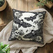MEMNUN 1件黑白骷髅蛾花卉印花涤纶装饰抱枕套（不含枕芯），尺寸：17.7*17.7英寸（45*45厘米）/19.69*19.69英寸（50*50厘米）/15.75*15.75英寸（40*40厘米），[单面印花] 家居装饰、卧室装饰、房间装饰用品，适用于沙发、床、客厅、卧室、汽车、办公室、酒店等场所，四季皆宜，是馈赠亲朋好友的完美礼物。 - 彩色 - 查看 10