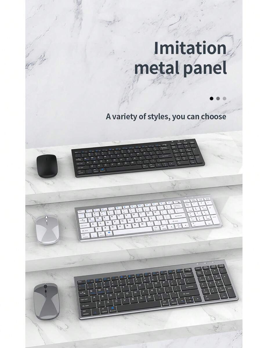 JOMAA 人体工学蓝牙 & 2.4G 双模无线键盘鼠标套装，可充电 99 键多设备无线键盘鼠标套装，适用于 PC/笔记本电脑/平板电脑（灰色/银色/黑色）