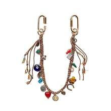 New Fashionable Evil Eye Metal Geometric Heart Pendant Keychain Bag Charm - Boho Chic Accessories For Purse, Keys & Backpack - 米色 - 查看 7