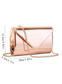 1pc Champagne Color Mirror Finish PU Women's Evening Bag, Smooth Mirror Surface Is The Perfect Fusion Of Elegance And Fashion, Can Be Handheld/Carried/Shoulder Bag/Crossbody, Suitable For Weddings/Parties/Galas/Formal Events