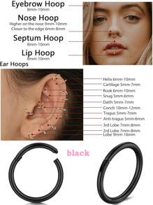 1PC Hinged Segment Nose Hoop Rings Septum Ring Women Surgical Steel Nose Rings Septum Clicker Ring Ear Cartilage Tragus Daith Hoop Earring Piercing Jewelry Hypoallergenic Nose Rings 20G 18G 16G 14G 316l Surgical Steel Septum Jewelry Hinged Segment Ring Body Piercing Nose Hoop Lip Rings Nose Helix Cartilage Rook Earrings Daily Wear Halloween Christmas New Year For Holiday Gift