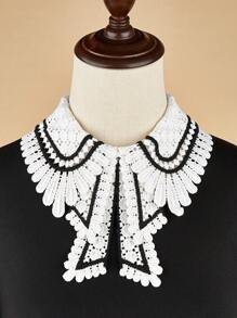 1pc Fashionable Bow Tie Collar, Lace Trim Detachable Shirt Collar Decoration For Dress For Christmas Decor