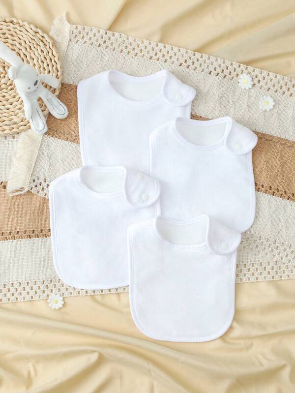 4-Pcs Baby Drool Bibs Super Soft & Absorbent White