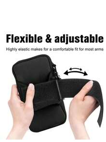 跑步臂带手机支架，男女通用跑步臂保护收纳袋，带拉链吸汗腕带，运动健身徒步臂带袖 - 黑色，吸汗臂包，适用于健身房健身运动跑步慢跑户外徒步和骑行跑步配件健身包女士运动包 - 彩色 - 查看 9
