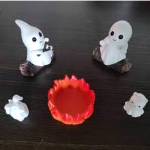 1 件幽灵篝火主题套装（不含蜡烛）万圣节装饰树脂挂件，营造梦幻氛围，适用于家居装饰、房间装饰、秋季装饰、客厅、台面柜、户外花园、节日场景布置、氛围照片道具，万圣节和周年纪念的独特礼物 - 彩色 - 查看 4