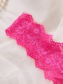 2 件套女士内衣性感、透明、蕾丝、无肩带、夏季性感内衣套装内衣 - 玫紅色 - 查看 8