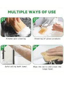 5 buc. burete de mătase naturală din fibră vegetală, din pepene galben - scrubber oval din fibră vegetală cu cârlig, spălare moale pentru baie, curățare baie, bucătărie și baie, calitate înaltă, folosit pentru curățarea băii, dușului și bucătăriei