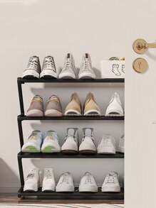 1 Pieza Estantería para Zapatos con Diseño en Z de 4 Niveles, Ensamblaje Fácil sin Herramientas, Instalación Sencilla, Adecuado para Entrada/Pasillo/Dormitorio/Baño, Diseño de Pie Ahorrador de Espacio, Estantería para Almacenamiento de Zapatos, Diseño Apilable, Esencial Multifuncional para el Hogar y Dormitorio, Decoración de Habitación, Estantería para Zapatos, Estante, Almacenamiento de Zapatos, Opciones de Color Negro/Rosa/Blanco, Vuelta al Colegio