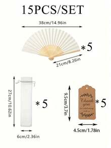 3/15/30 件套优雅白色折扇，含感谢卡和礼品袋，新娘竹制手持扇，适合作为伴娘礼物和婚礼装饰，是派对、活动、夏季配饰、假日、旅行、节日、露营的完美之选。 - 彩色 - 查看 14